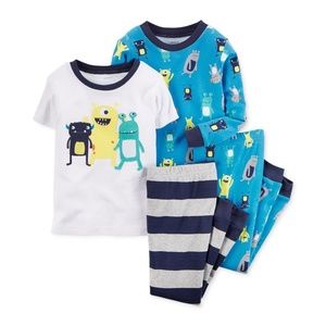 Carter's Baby Boys' 4-Piece Monster Pajama Set, 6M
